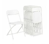 EGGREE Pack de 8 Sillas de Jardín con Capacidad de Carga de 150 kg, Juego de Sillas Plegables Estables de Metal y Plástico Impermeable para Terraza Café Jardín - Blanco