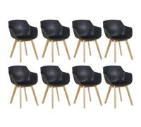 EGGREE Pack de 8 Sillones Nórdicos Modernos con Patas de Haya, 8 Sillas para Restaurante/Cocina/Cuarto, Negro