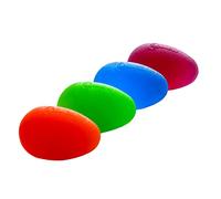 Eggsercizer - Ejercitador de manos, juego de 4 piezas con niveles de resistencia, 1 cada uno naranja X-Soft, verde suave, azul medio, morado firme, herramientas perfectas para terapia de manos y fortalecimiento de agarre