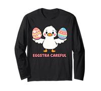 Eggstra Careful Kawaii Pascua Pato Lindo Huevo de Primavera Dibujos Animados Manga Larga