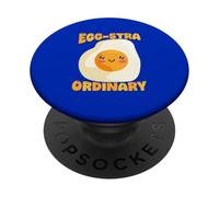 Eggstra Ordinary, Divertido Juego de Palabras, Bonita Cara de Huevo PopSockets PopGrip Adhesivo