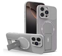 EGHFIXSD Funda de Fibra de Carbono con Soporte Invisible para iPhone 16, 17, 15, 14, 13 y 11 Pro MAX, con protección de Carga inalámbrica, Color Gris, para iPhone 15 Pro