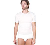 EGI Camiseta de hombre de manga corta blanca de lana y seda, cuello redondo, térmica, de invierno, fabricada en Italia, art. 456, Color blanco., XXL