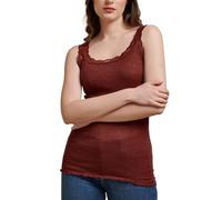 EGI Camiseta de mujer de lana de seda elegante de encaje fabricada en Italia - Ropa interior para mujer - Alta calidad - Tejidos y prducción italiana, art. 1491, burdeos, L/XL