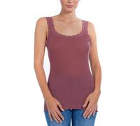 EGI Camiseta de mujer de lana de seda elegante de encaje fabricada en Italia - Ropa interior para mujer - Alta calidad - Tejidos y prducción italiana, art. 1491, Rosa (old rose), S-M
