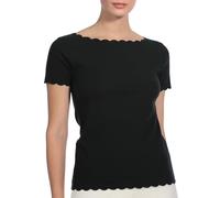 EGI Camiseta de mujer de media manga de algodón elástico corte láser - Camiseta íntima cuello bordado invisible sin costuras Made in Italy Art. 3142, Negro , XXL grande
