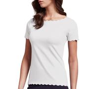 EGI Camiseta de mujer de media manga de algodón elástico corte láser - Camiseta íntima cuello bordado invisible sin costuras Made in Italy Art. 3142, Color blanco., XXL grande