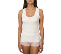EGI Camiseta de tirantes para mujer, con hombros anchos, modal, cachemira, encaje elástico, elegante, suave, fabricada en Italia, art. 5111, Color blanco., L/XL