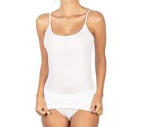 EGI Camiseta de tirantes para mujer, hilo de Escocia, con tirantes finos y lisos, Color blanco., XL