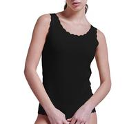 EGI Camiseta de tirantes para mujer, hombros anchos, de algodón liso - Camiseta interior con bordes de campana corte láser - blanco, negro, azul nudo - Made in Italy Art. 3132, Negro , S-M