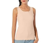 EGI Camiseta de tirantes para mujer, hombros anchos, de algodón liso - Camiseta interior con bordes de campana corte láser - blanco, negro, azul nudo - Made in Italy Art. 3132, Corda, XXL grande