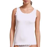 EGI Camiseta de tirantes para mujer, hombros anchos, de algodón liso - Camiseta interior con bordes de campana corte láser - blanco, negro, azul nudo - Made in Italy Art. 3132, Color blanco., S-M