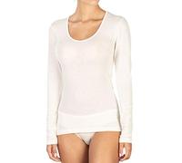 EGI Camiseta mujer 85% lana y 15% seda con cuello liso manga larga, Negro , M