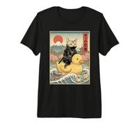 Egipcio MAU Cat Ninja Japonés Ukiyo-e Arte Camiseta Premium