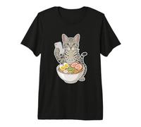 Egipcio MAU Comiendo Fideos Ramen Desplazamiento Teléfono Camiseta Premium
