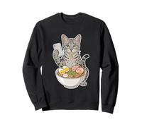 Egipcio MAU Comiendo Fideos Ramen Desplazamiento Teléfono Sudadera