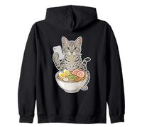 Egipcio MAU Comiendo Fideos Ramen Desplazamiento Teléfono Sudadera con Capucha