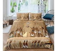 Egipto Culture Juego de Ropa de Cama para niñas y niños Estilo Antiguo Egipto Funda de edredón Decorativa patrón Egipcio Funda de edredón Retro Mural Colcha Funda Super King colección de Ropa de Cama