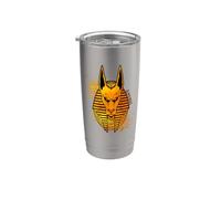 Egipto - dibujo sombrío del dios Anubis Vaso térmico de acero inoxidable de doble pared