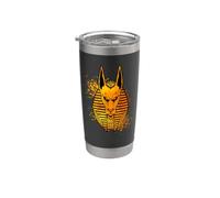 Egipto - dibujo sombrío del dios Anubis Vaso térmico de acero inoxidable de doble pared