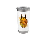Egipto - dibujo sombrío del dios Anubis Vaso térmico de acero inoxidable de doble pared