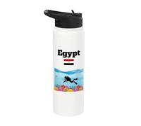 Egipto souvenir Buceo arrecifes de coral Bandera egipcia Stainless Steel Insulated Water Bottle