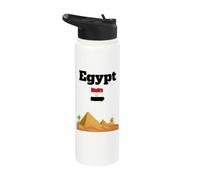 Egipto souvenir Giza Pirámides y Esfinge bandera egipcia mapa Stainless Steel Insulated Water Bottle