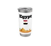 Egipto souvenir Giza Pirámides y Esfinge bandera egipcia mapa Vaso térmico de acero inoxidable de doble pared