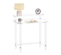 Eglaf Escritorio acrílico - Escritorio de oficina en casa con soporte para monitor - Moderno escritorio transparente para estudio, escritorio de computadora para oficina, sala de estar, dormitorio,