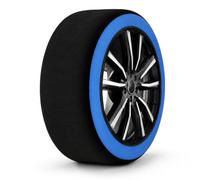 EGLEMTEK Calcetines de nieve homologados EN 16662-1 para coches SUV y furgonetas par cadenas textiles antideslizantes neumáticos R15-R24 montaje fácil con guantes y bolsa, color azul (L)