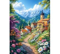 Église de Village Dans le Champ de Fleurs Puzzle 500 Piezas Cartón Blanco Premium para Expertos Mitos fantásticos Cuento De Hadas Vacaciones Fines Semana Hobby Y Ocio Regalo Navideño 5