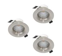 Eglo 3 uds. LED empotrables Saliceto, focos de techo regulables, redondos y planos, aluminio plata, luz neutra, Ø 8,8 cm