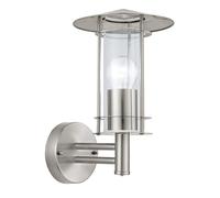 Eglo 30184 Outdoor wall lighting E27 60W Acero inoxidable iluminación al aire libre, Acero inoxidable, Vidrio, Acero inoxidable, IP44, Entrada, Cochera, Jardín, Patio, Transparente