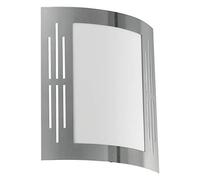 Eglo 82309 City, Lámpara de Pared para Exterior, Acero y plástico, 1 Bombilla E27, 15 W, IP33, 24 x 27 cm, Color Plateado y Blanco