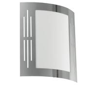 Eglo 82309 City, Lámpara de Pared para Exterior, Acero y plástico, 1 Bombilla E27, 15 W, IP33, 24 x 27 cm, Color Plateado y Blanco