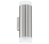 Eglo 92736 Modelo Riga, Lámpara de Pared, para Exteriores, Acero Inoxidable, led GU10, 2 Bombillas de 2,5 W, Incluye Bombilla, IP44, 20,5 cm de Altura