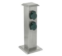 Eglo Accesorio de exterior pilar, toma de jardín, 4 tomas, material: acero inoxidable y plástico, color: plata, verde, IP44