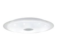 Eglo Access LED lámpara de techo Moratica-A, 1 luz, efecto cristal, acero, plástico, blanco, plata, transparente, mando a distancia, cambio temperatura color (cálido-frío), regulable, Ø57cm