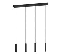 Eglo Almudaina Lámpara colgante con 4 focos, adecuada para la mesa de comedor. Hecha de metal negro con luces de color blanco cálido, 84 cm