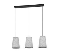 Eglo Alsager Lámpara colgante con 3 llamas, adecuada para colocar encima de la mesa del comedor, fabricada en fieltro de color gris y metal en color negro, con portalámparas E27, 91 cm