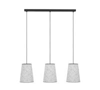 EGLO Alsager Lámpara colgante con 3 llamas, adecuada para colocar encima de la mesa del comedor, fabricada en fieltro de color gris y metal en color negro, con portalámparas E27, 91 cm