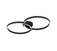 Eglo Amandolo Lámpara de techo led regulable con mando a distancia, con diseño geométrico con círculos de metal negro, blanco cálido-blanco frío, retroiluminación RGB