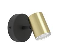 Eglo Aplique de pared Consuma 1, lámpara para baño con foco giratorio, iluminación de dormitorio de metal negro y latón, luz de baño con casquillo GU10, IP44