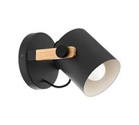Eglo Aplique de pared Hornwood, lámpara vintage de 1 luz estilo industrial, lámpara retro de acero y madera, color: negro, crema, marrón, casquillo: E27