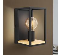 EGLO Aplique de pared Libertad, ancho 14 cm, negro/madera, acero