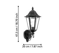 EGLO Aplique para exterior Navedo, negro/plata, altura 47 cm, con luz hacia arriba