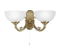 Eglo Aplique Savoy, 2 luces vintage, rústico, metal fundido, cristal satinado, lámpara de salón, pasillo, bronceado, blanco, con interruptor de tirón, casquillo E14