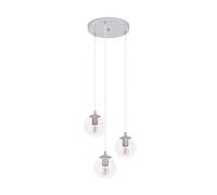 Eglo Ariscani 2 Lámpara de techo, 3 focos en racimo, lámpara colgante iridiscente, mesa de comedor multicolor, metal cromado y cristal, E27, diámetro de 42,5 cm