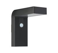 EGLO Barracconi Lámpara de pared led para exteriores, lámpara solar para uso exterior con sensor de movimiento y sensor crepuscular, lámpara solar de exterior de aluminio negro, IP44