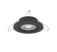 Eglo Barranco Foco LED de techo empotrable, ideal para el baño, fabricado en plástico de color negro, con luz blanca cálida, casquillo GU10 y protección contra salpicaduras IP44